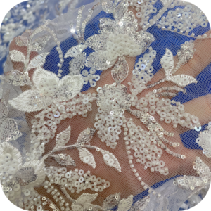 Embroidery sequined wedding dress women's fabric